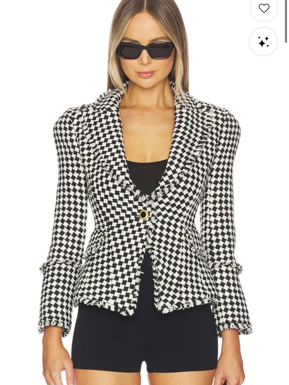 L'AGENCE Black and White Check Tweed Blazer
